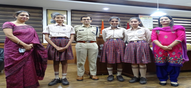 Students of middle wing visited DCP office to greet and exhibit their craft skills  to Mr. Mohit Han